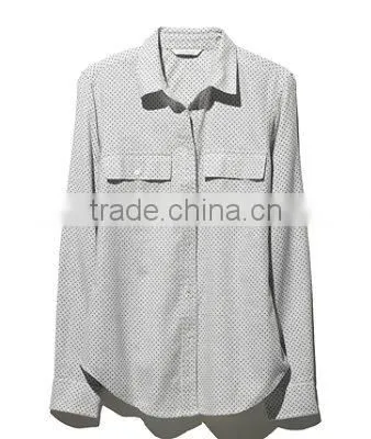 2015 Signature Lightweight Flannel Shirt, Dot blouse for girls tunics for women cotton formal dresses