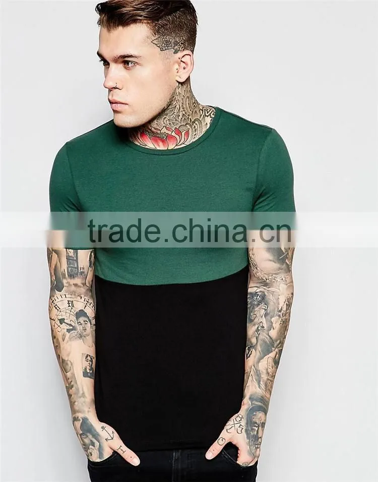 2017 Latest Design Guangzhou Shandao OEM 180g 100% Cotton Men's Fashion O-Neck Short Sleeve Color BlockT Shirts Manufacturers Ch