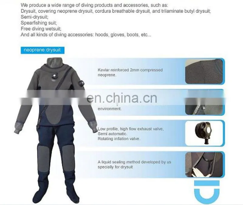 2017 factory direct supply durable and breathable trilaminate diving drysuit