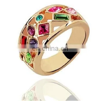 Fashion Thumb Forefinger Middle Finger Rings for Men Women Unisex with Austrian Crystal Gold Plated