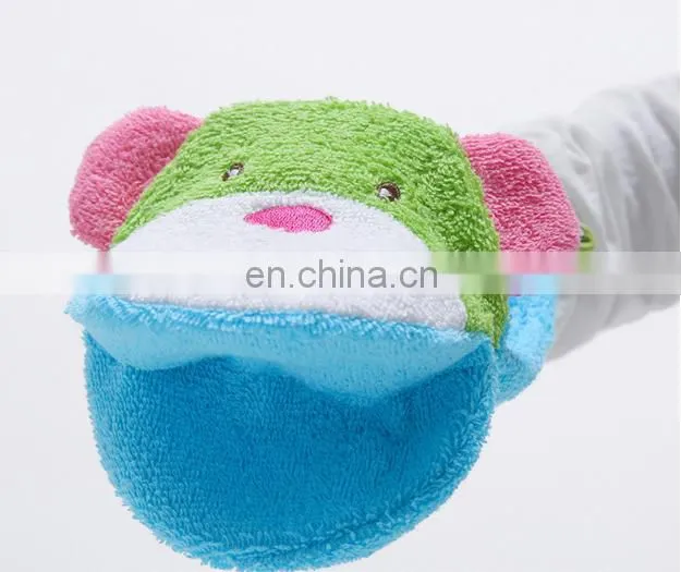 Baby Shower Gifts Terry Cloth Animal Shaped Bath Puppets Gloves Baby Wash Mitt