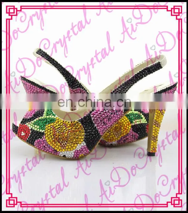 Aidocrystal sexy light pink handmade jewelry fancy open toe ladies' slingback shoes