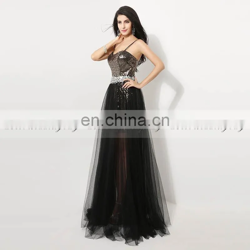 Gorgeous Sweetheart Sleeveless Sequins Short Prom Dresses With Detachable Skirt AJ011 Flowing Chiffon Long Dresses