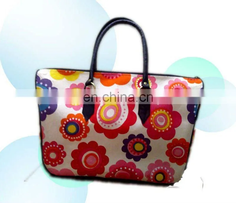 cotton bag with leather handles