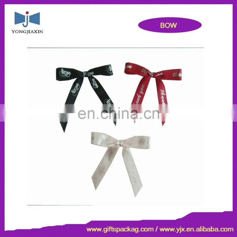 Pre Tied Printed Satin Ribbon Bow for Gift Packaging