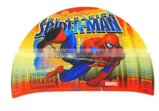 SGS approved ironman swim cap, children fancy pattern design