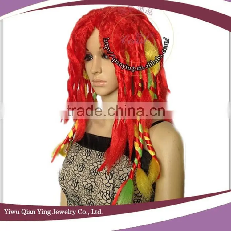 Cheap long colorful braid female fake synthetic party hair wigs