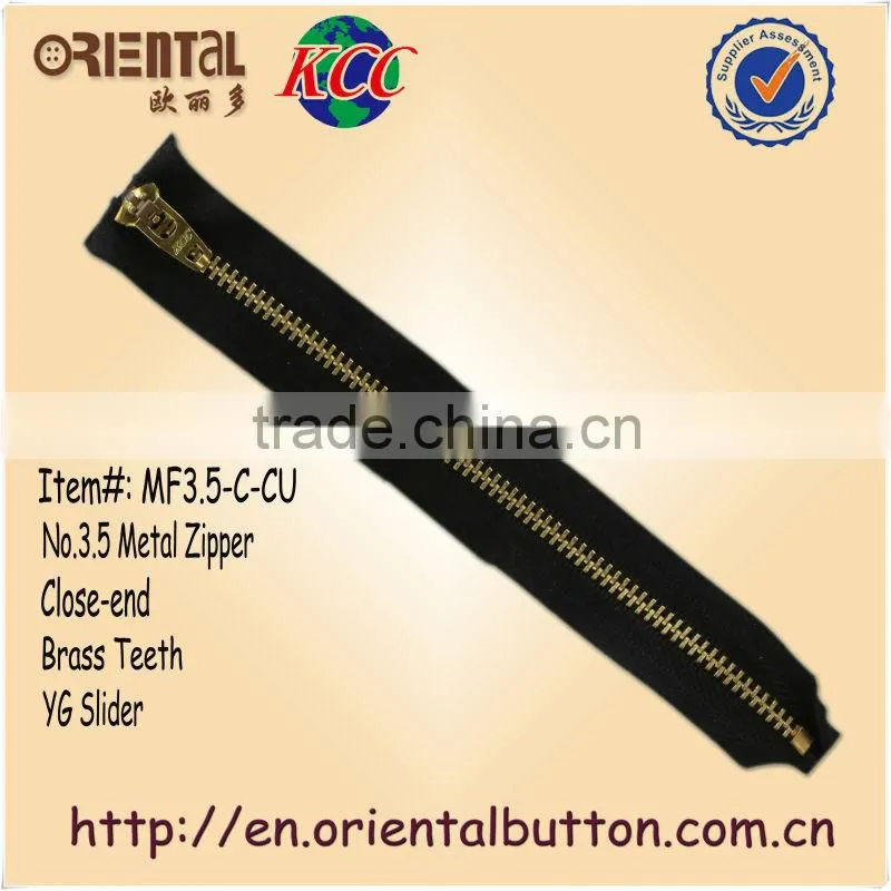 Brass teeth metal close end zipper