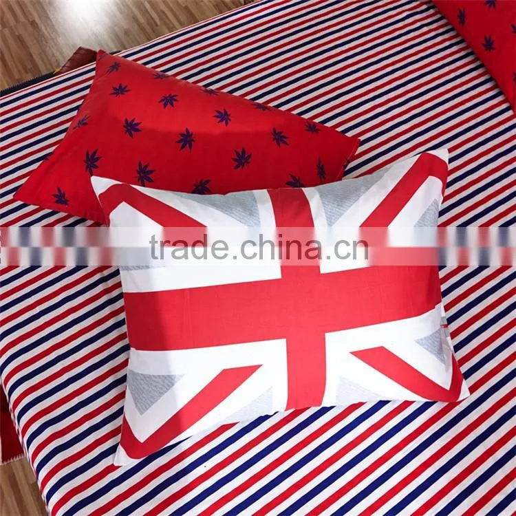 Fashion European style flag printed cotton bedlinen home use queen size sheet set Aadult Cartoon Bedding Set