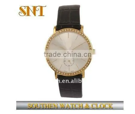 SNT-B025 men Japan movement genuine leather quartz watch