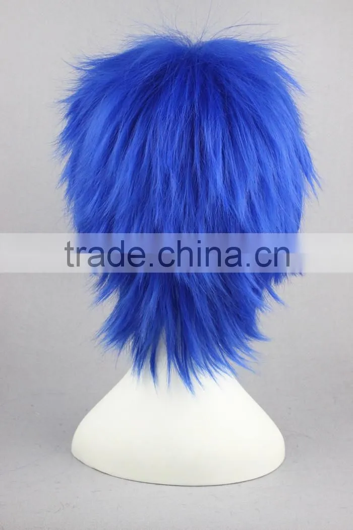 High Quality 35cm Short Straight VOCALOID kaito Wig Blue Synthetic Anime Wig Cosplay Hair Wigs Party Wig
