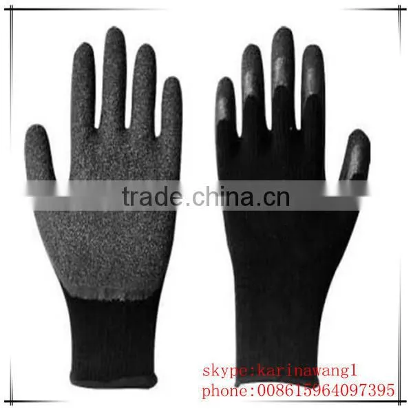 high quality orange latex coated glove working cotton glove rubber safety glove