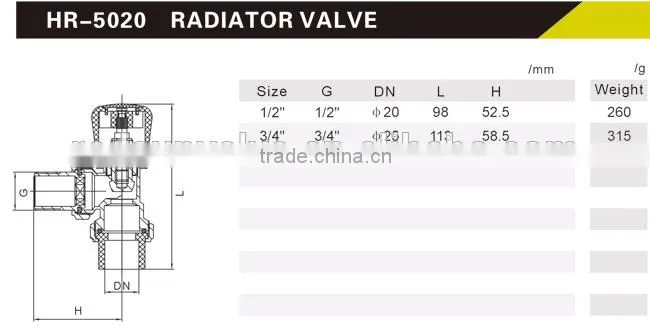 HR5020 brass drain angle chrome radiation valve