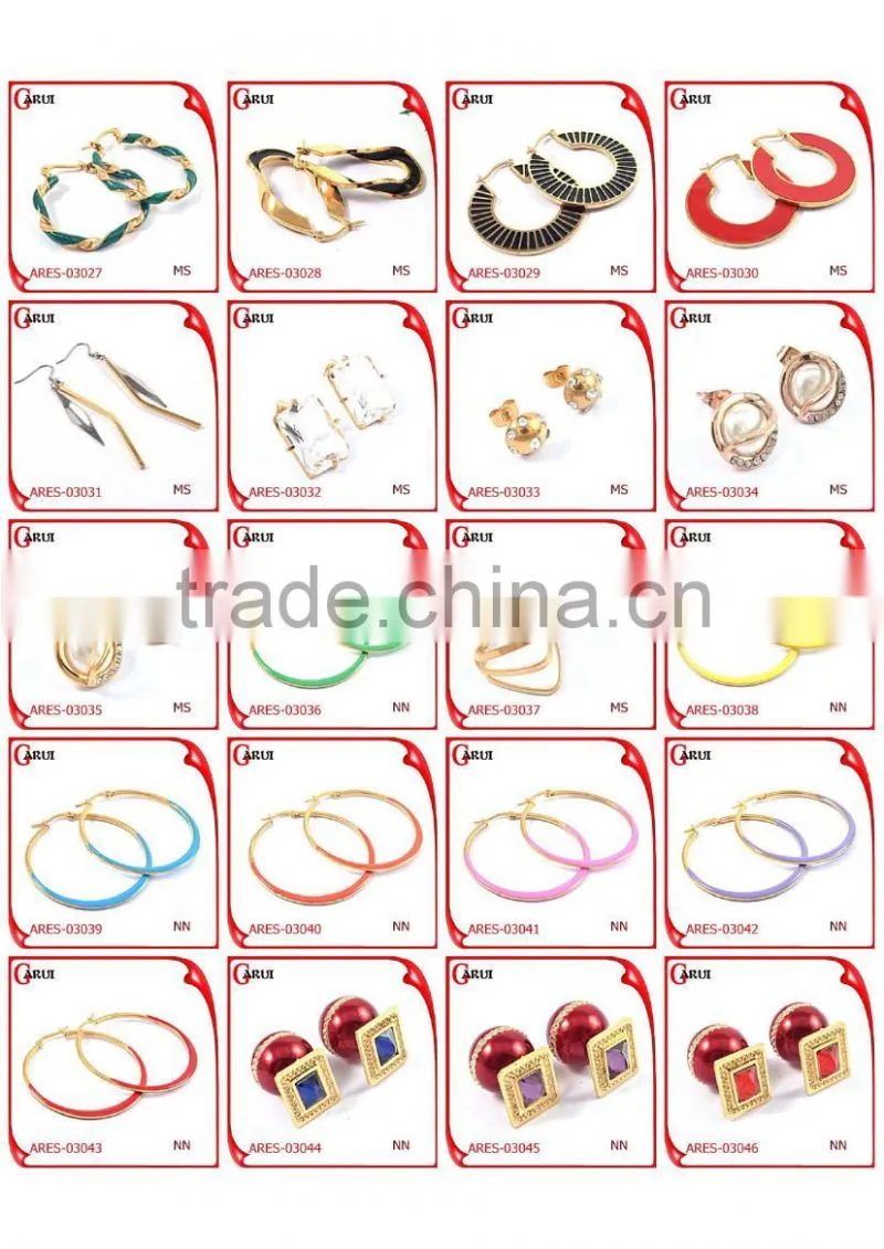 Fashion 316L stainless steel gold plate round earring designs