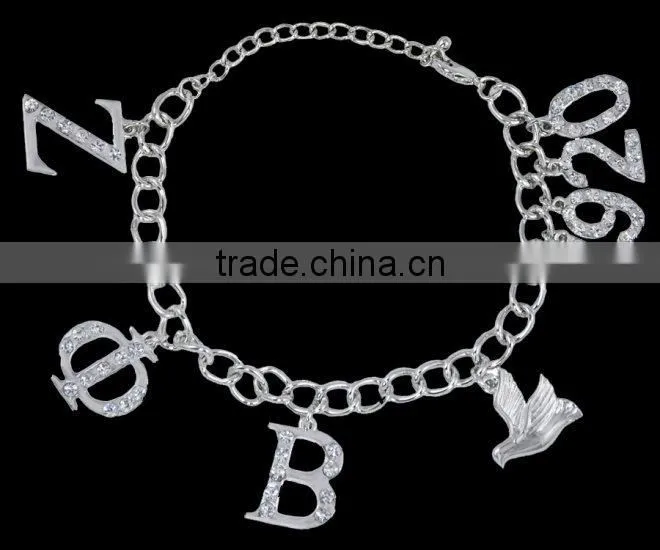 cusotm Sorority PDI Charm Bracelet for Zeta Phi BetaJewelry with Beads And Charm Design bracelet