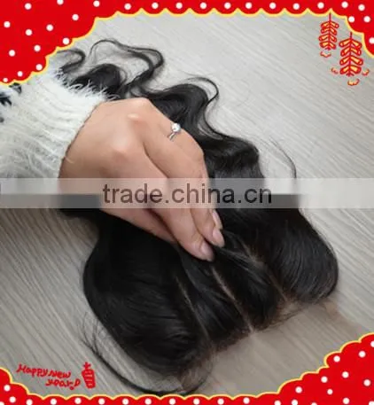 2013 New arrival peruvian hair three part silk base lace closure