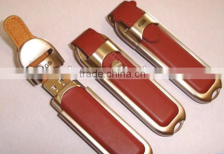 Fashional Leather USB flash drive with gift box for business gift