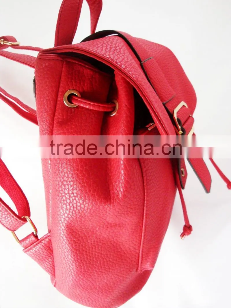 2015 Fashion Hot Selling PU Leather Backpack Popular Red Leather Backpack