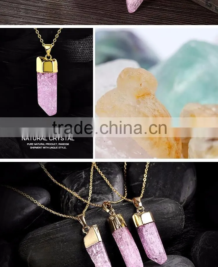 Nice pink stone necklace, Hot sale natural make stone necklace with stone