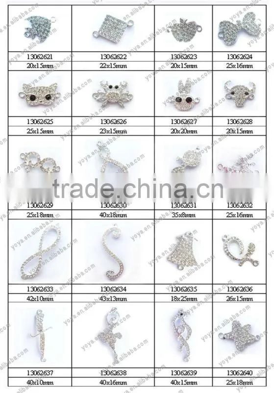 JF8512 Wholesale Rhinestone Crystal Pave Alloy Bow Charm connector For Bracelet