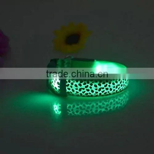 Adjustable Fashionable Flashing Leopard Grain Series Pet Dog Safety Collar,6 Colors to Choose