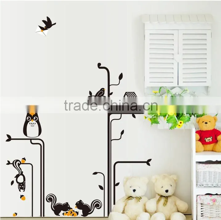 ALFOREVER AY9126 black owl tree sticker,owl decals for home decoration