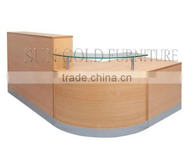 Modern wood half round glass top reception desk (SZ-RT007)