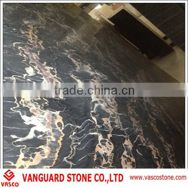 Italian black gold marble slab