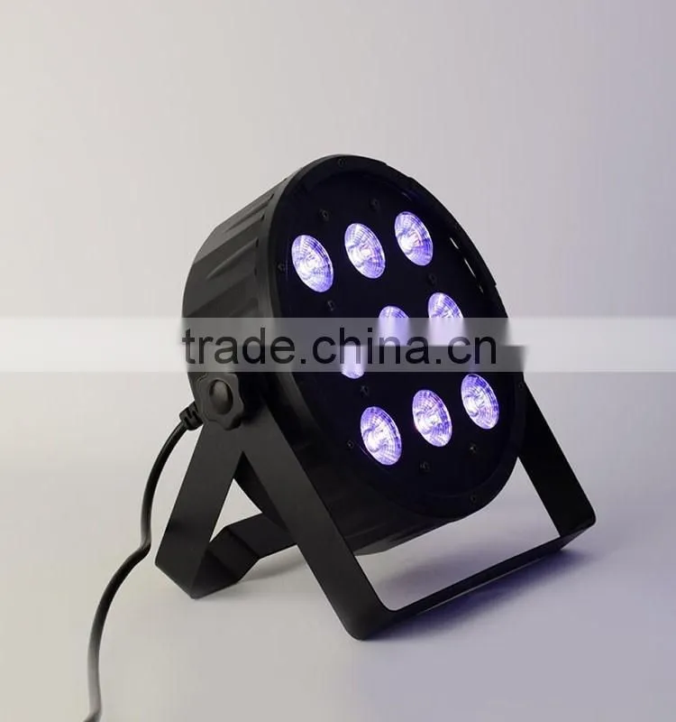 9 x 10W LED Par Light RGBW PAR 64 90W DMX512 Slim Effect DJ Stage Lighting