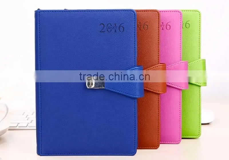Top grade unique design leather 2 year planner 2016/2017 with card slots