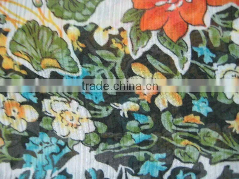 flower design printed chiffon fabric