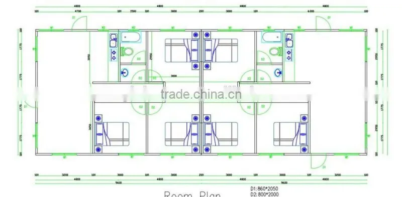 Alibaba China Manufactured EPS Sandwich Panel Prefabricated Twins House