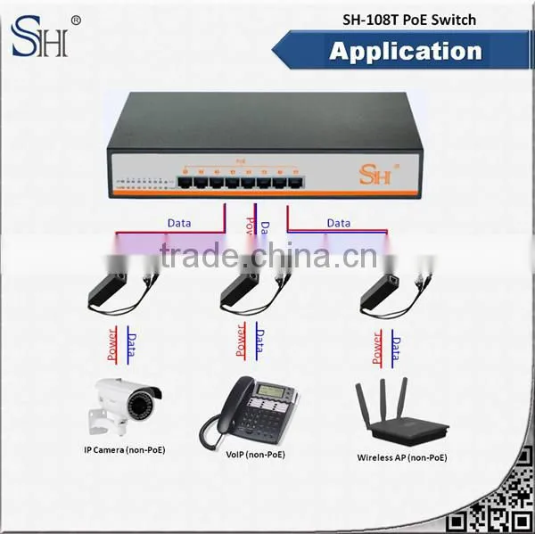 Smart fast ethernet 8 port poe switch for cctv surveillance