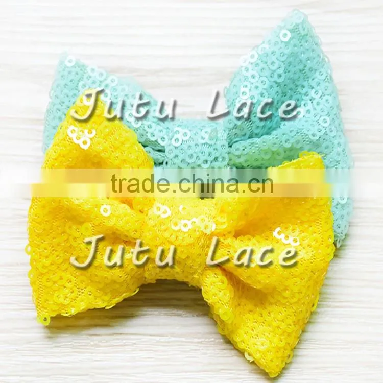 HOT SALE!!Bestseller cheap sequin fabric hair clips bow - large glitter baby/kids/adult bowknots