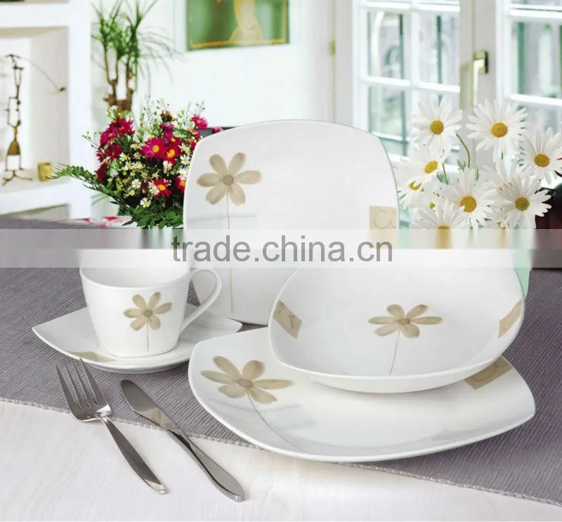 20pcs square decal porcelain dinner set, hotsale dinner set