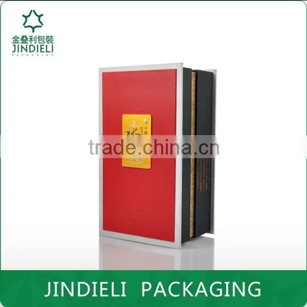 elegant leather white spirit packaging box with metal plate