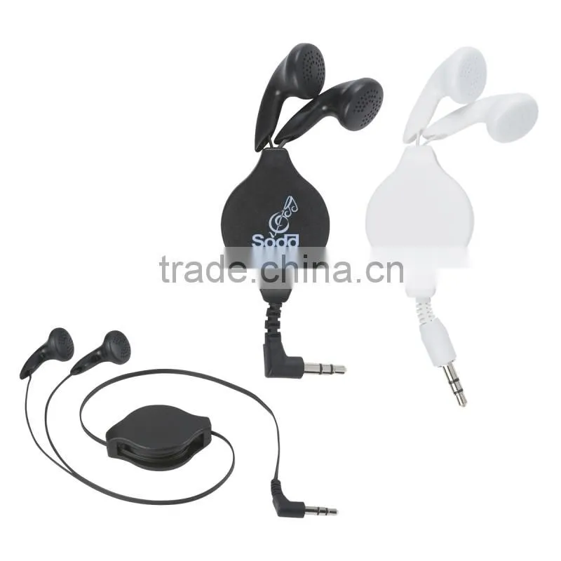 Headphones Earbud With Retractable Cord