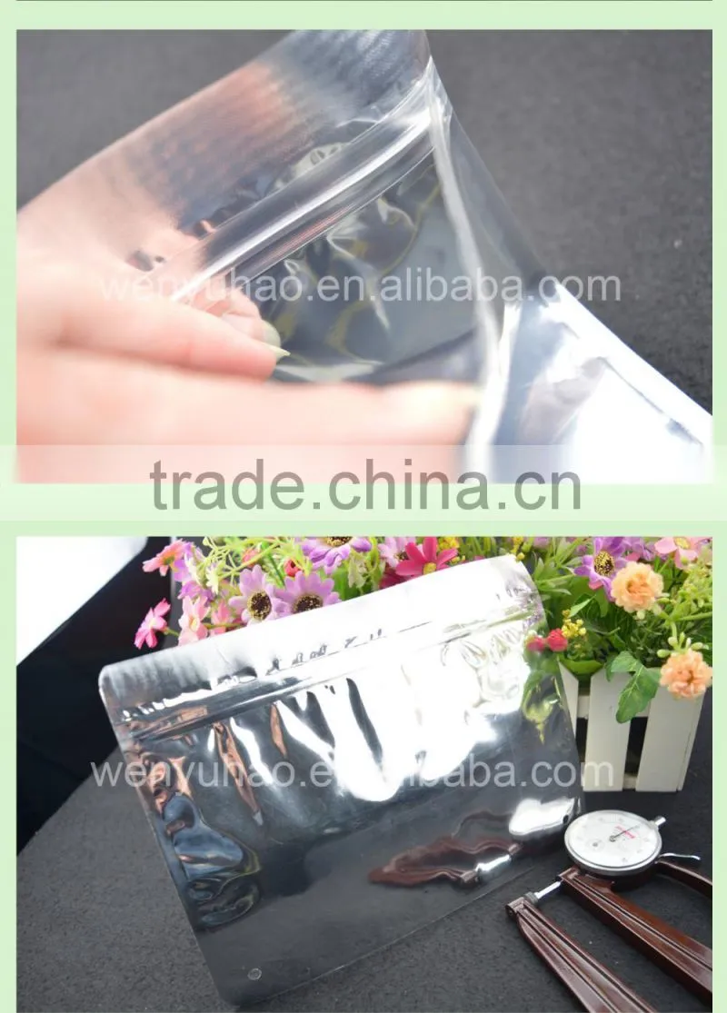 lamination zipper one side clear plastic custom design aluminum foil packing bag with air hole