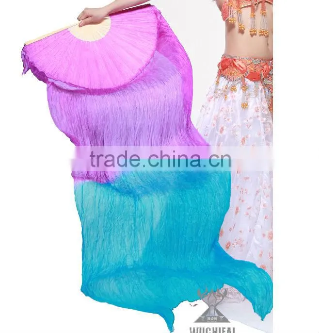 Long Silk Fabric Dancing Fans for Belly Dance