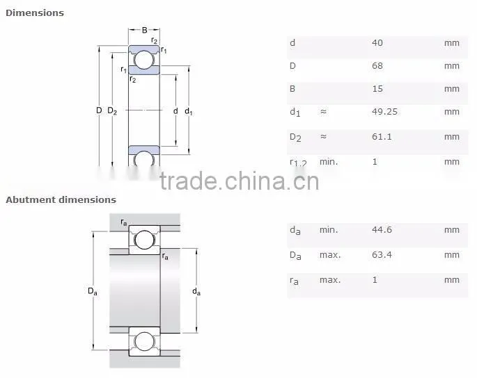 Single row 6008 bearing deep groove ball bearing 6008