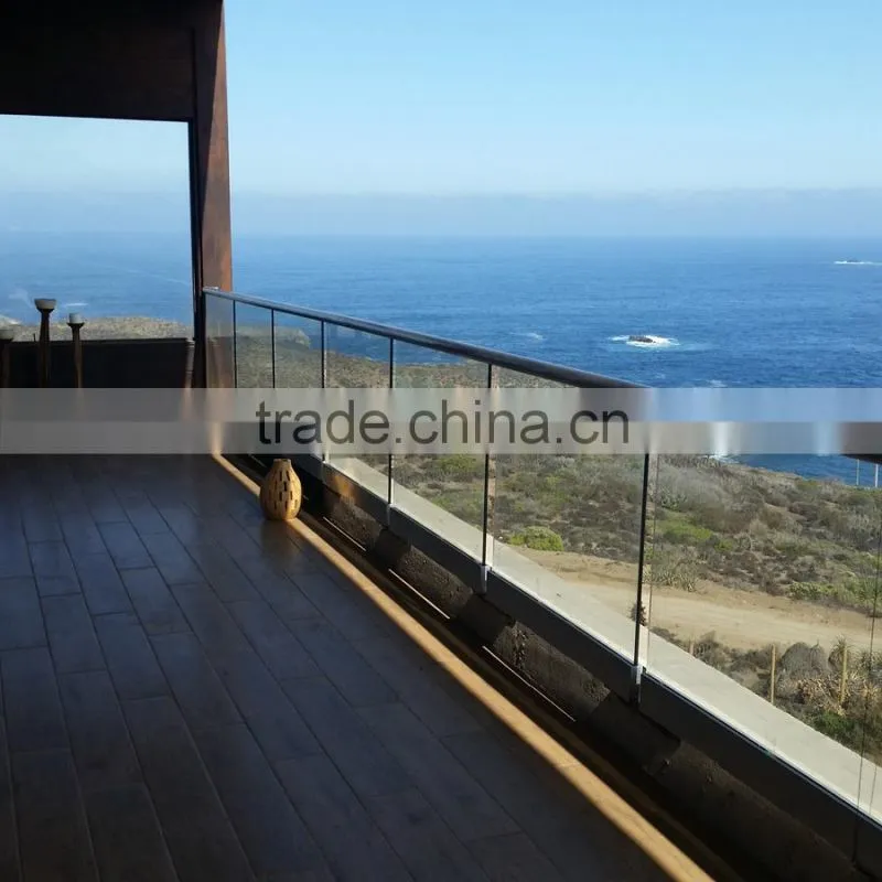 exterior deck aluminum u channel glass railings