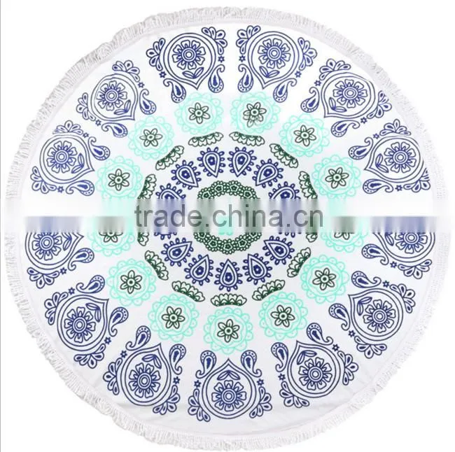 2016 high quality personalized custom round printed beach towel