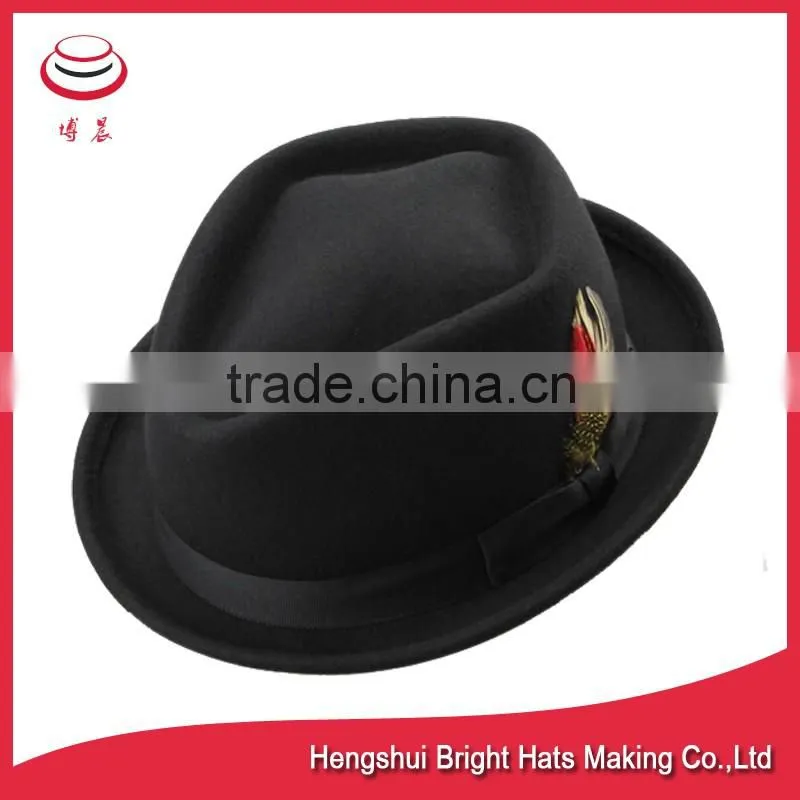 100% Wool Felt Fedora Dress Hats Manufacturer , Men Formal And Fashionable Headwear