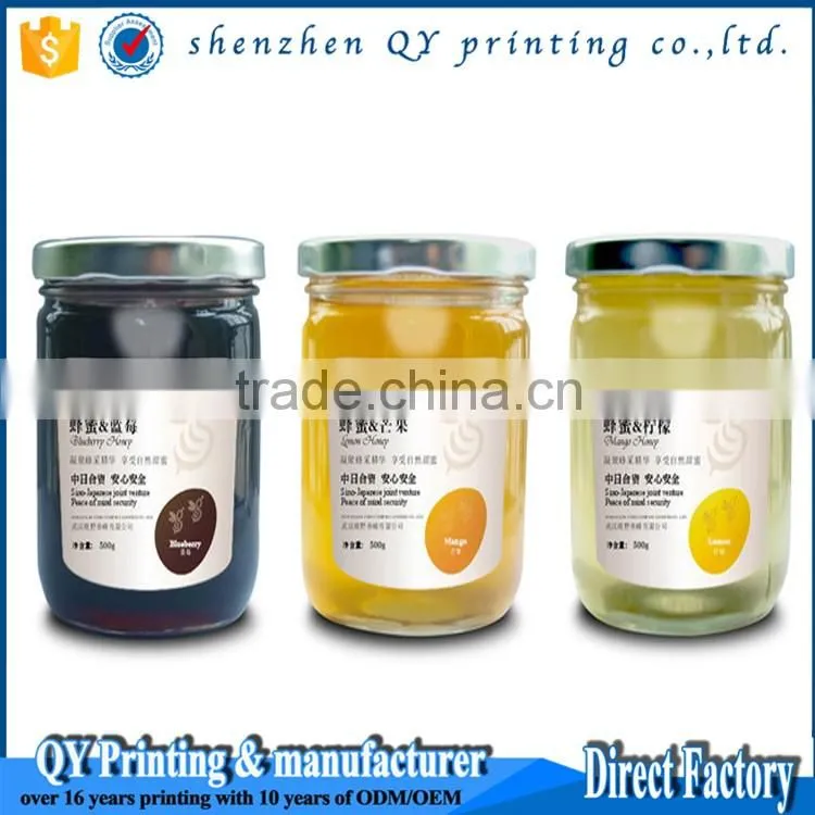 custom food label honey labels,waterproof honey label for jar bottle