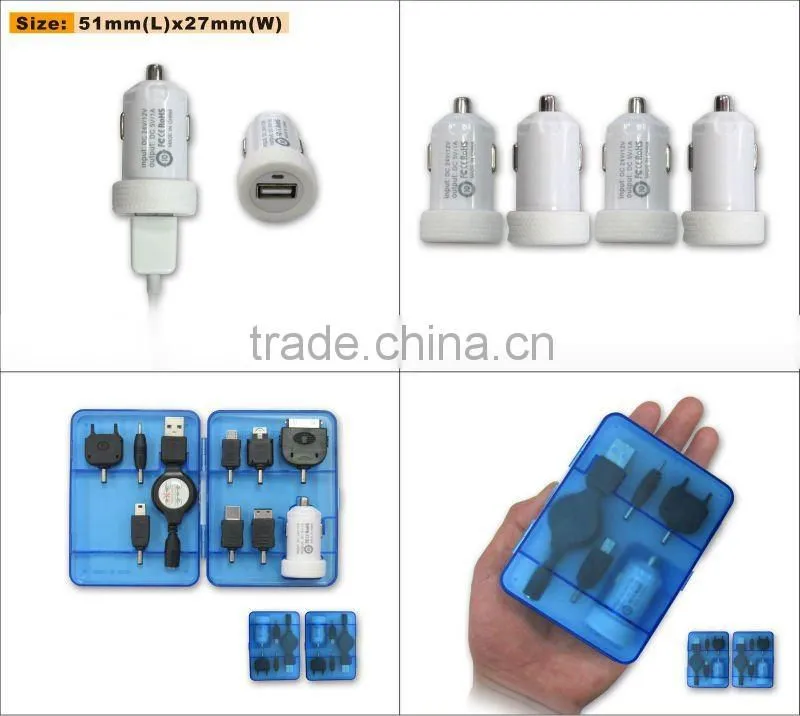 12V 1000mA Mini USB car charger for mobile tellphone iphone, ipad,psp,blackberry