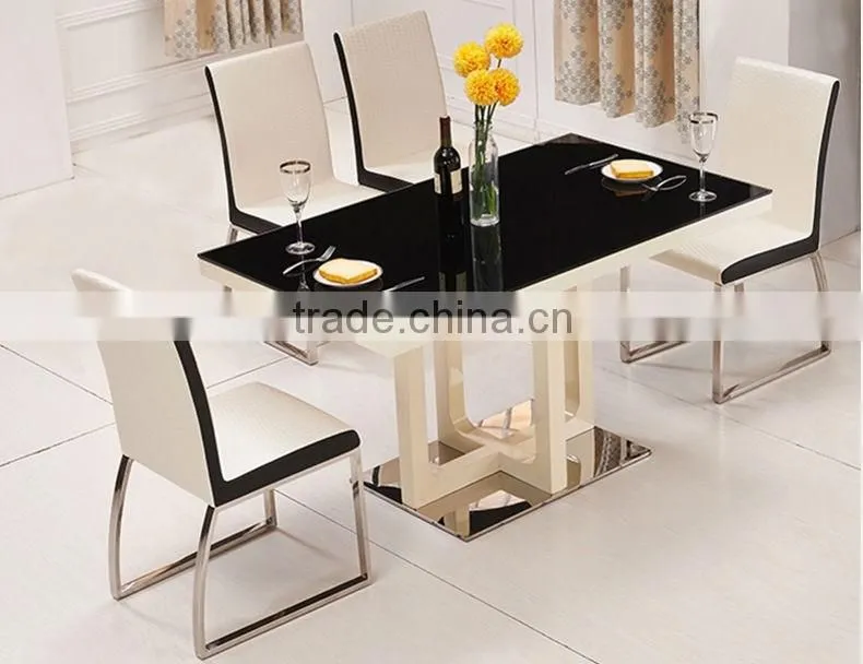 glass dining table and marble dining table set HD115