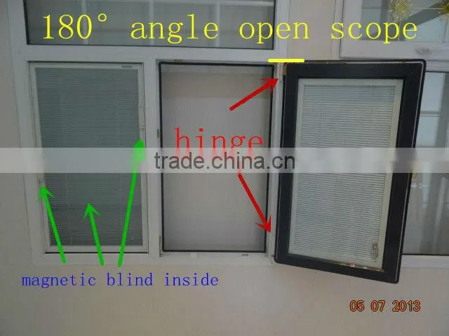 invisible fly screen window/pvc casement window with accoridion screen window/guangzhou