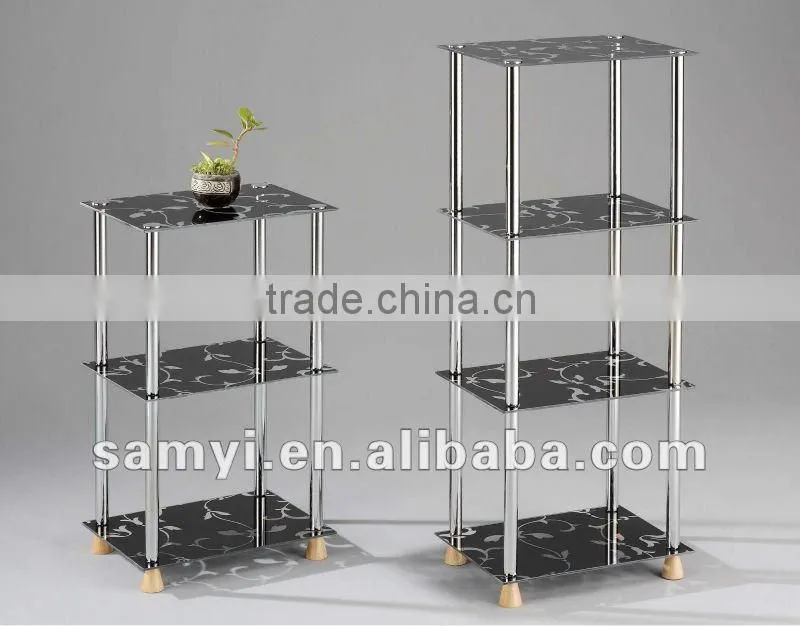 Living Room Metal Glass Shelf Stand