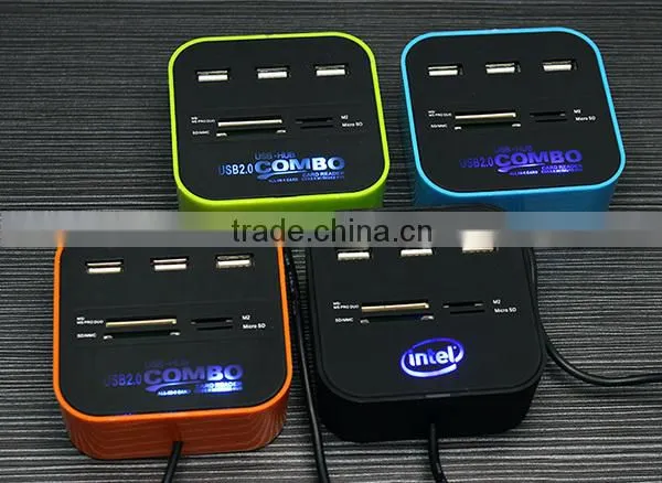 Card Reader 3 Ports 2.0 USB Charger Hub for Laptop