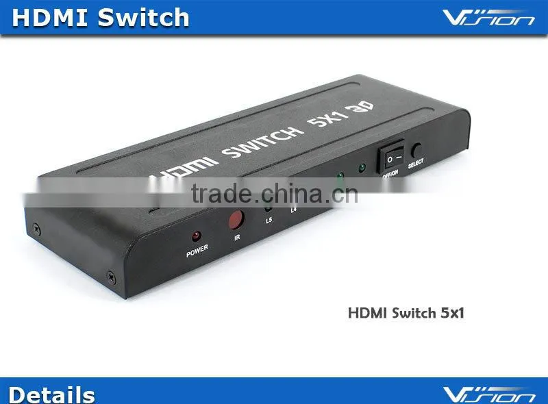 2016 hottest premium 1080p 5 port hdmi switch in black